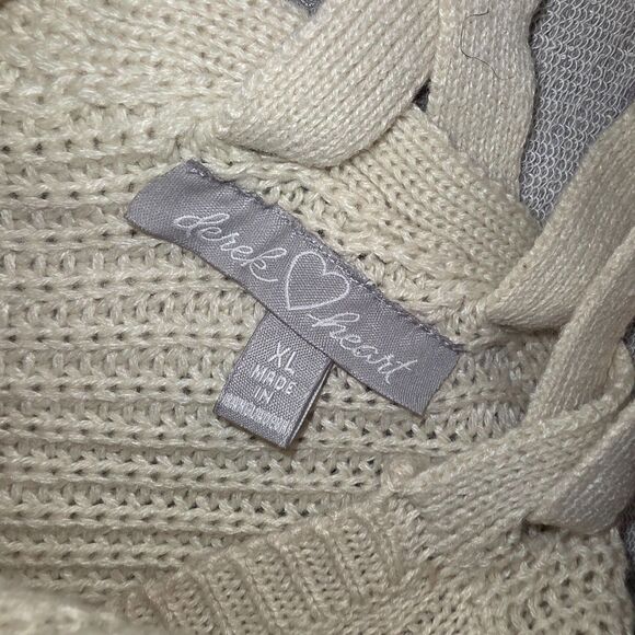 Derek Heart Lace Up Three Tone Sweater Size XL - Picture 6 of 8